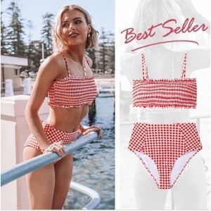 Cupshe Red Gingham Bikini Set
